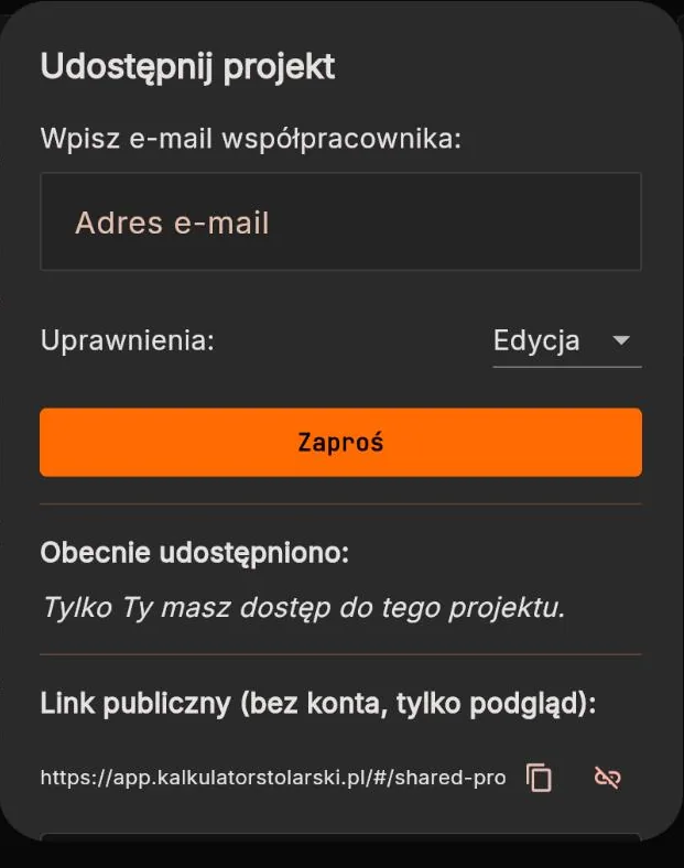 Generowanie publicznego linku do podglądu projektu dla klienta